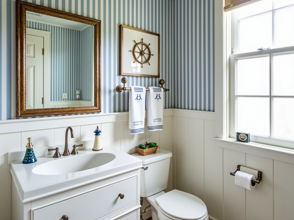 Charming Classic Nautical Decor for Small Bathrooms