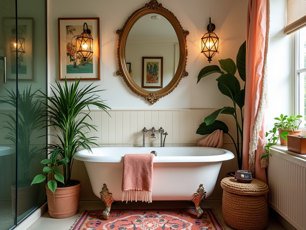 Chic Bohemian Parisian Vibes for Small Bathrooms